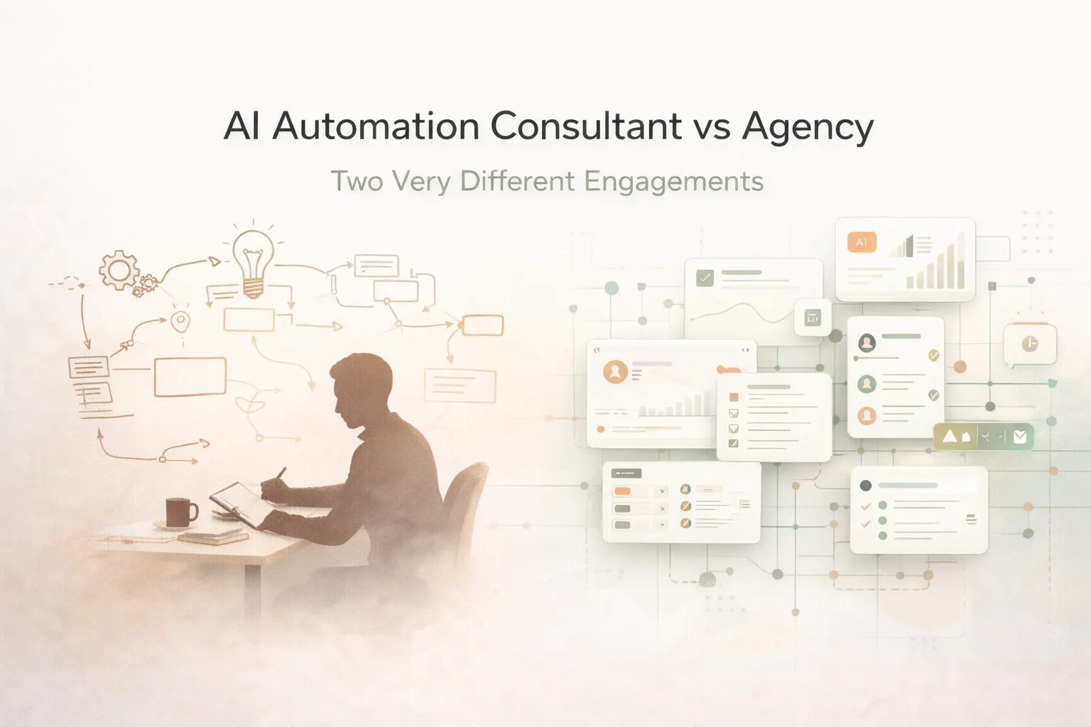 AI automation consultant vs agency, two very different engagements.
