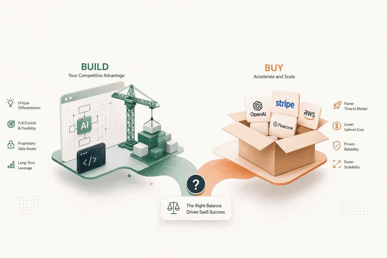 AI development for SaaS, what to build and what to buy.