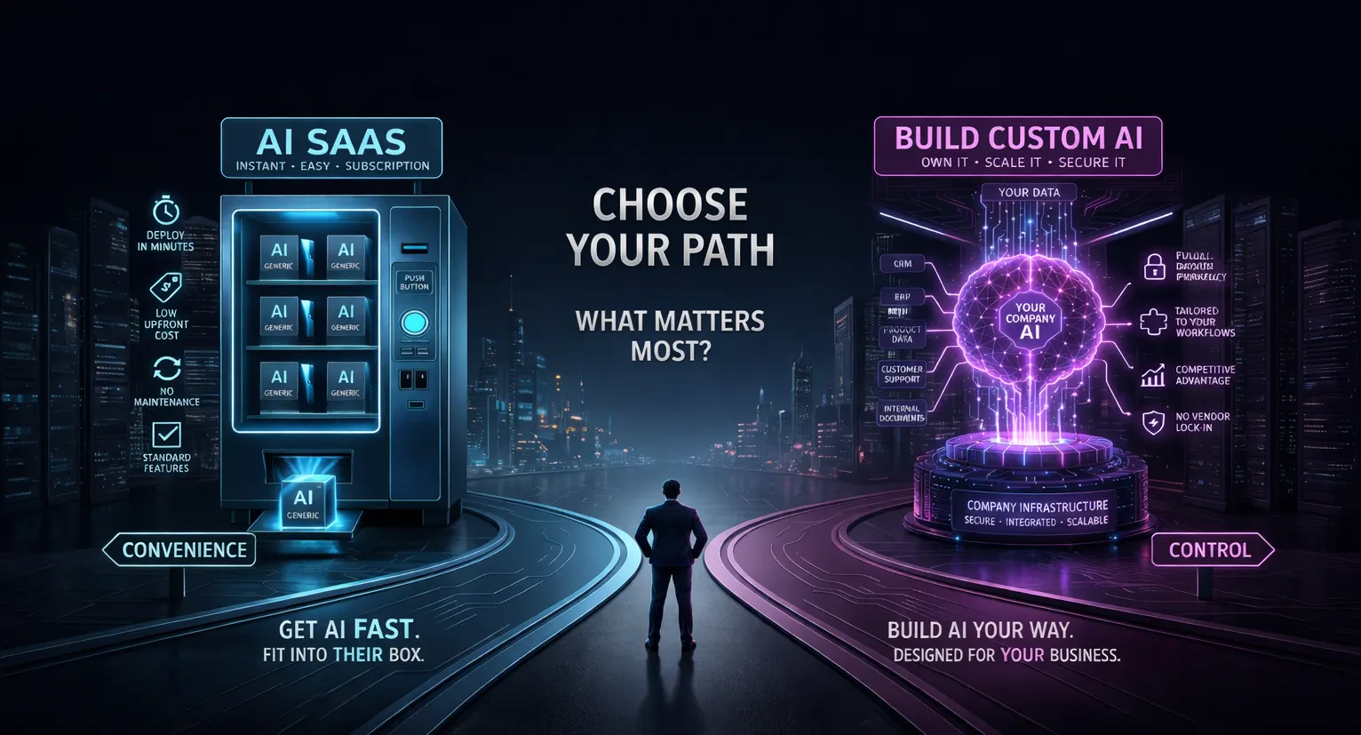 Build vs buy, when to build custom internal software instead of buying SaaS.