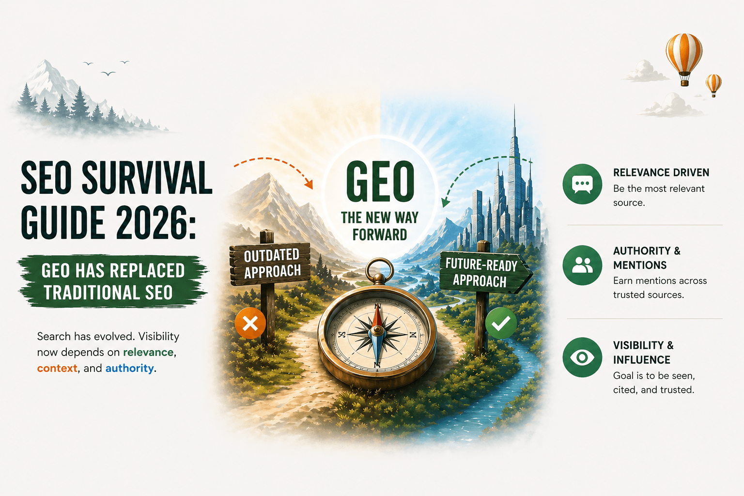 SEO survival guide 2026, GEO and AEO have replaced traditional keyword ranking.